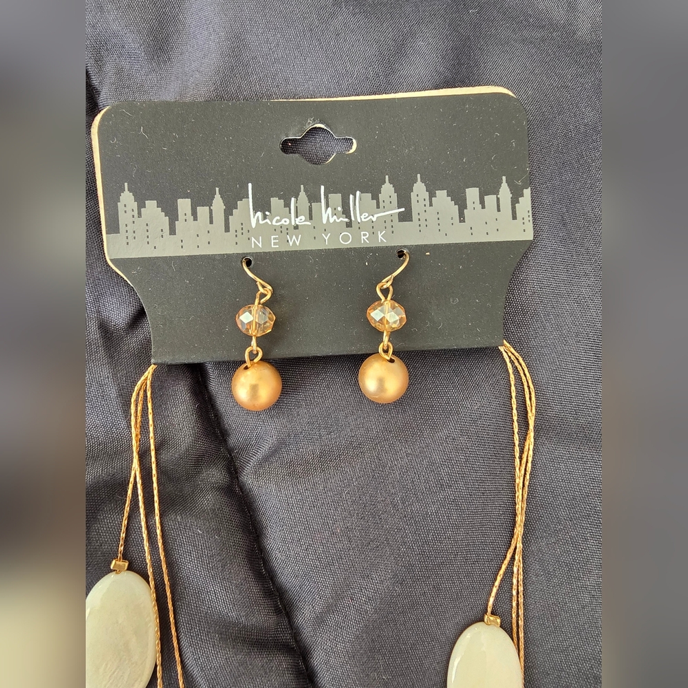 Nicole Miller Gold and Bronze Earrings/ Necklace Set